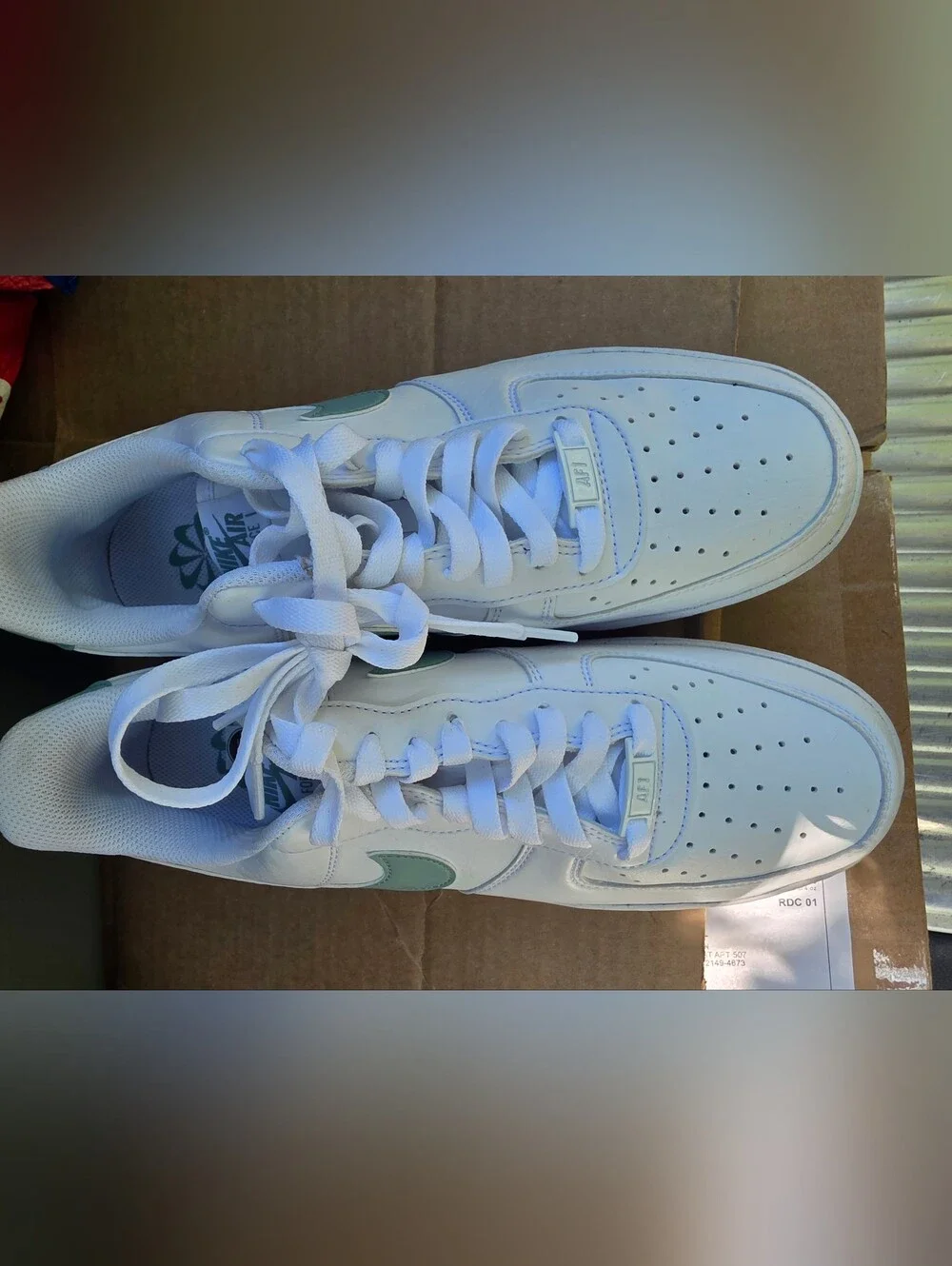Brand New Nike Air Force 1's Size 10 White Low-Top Sneakers Mint Green No Box